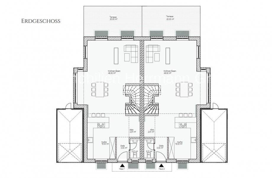 Planung - Erdgeschoss Doppelhaush�lfte M�nchen