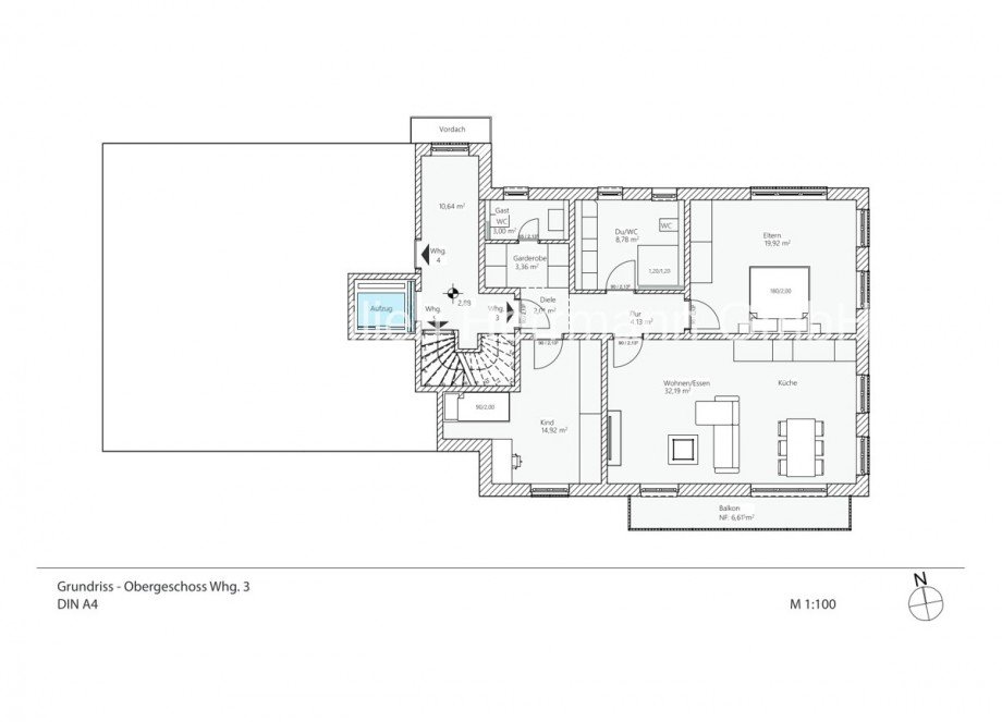Planung - Obergeschoss Wohnung 3 Mehrfamilienhaus M�nchen