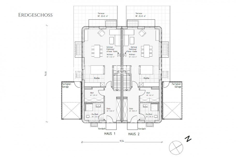 Grundriss - Erdgeschoss Doppelhaush�lfte M�nchen / Solln