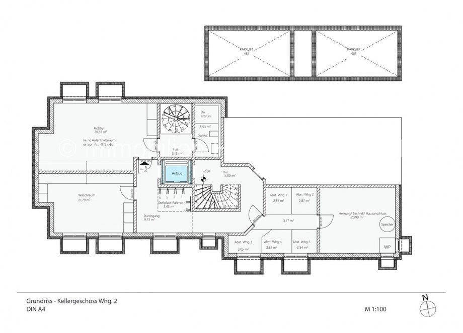 Planung - Kellergeschoss - Wohnung 2 Mehrfamilienhaus M�nchen