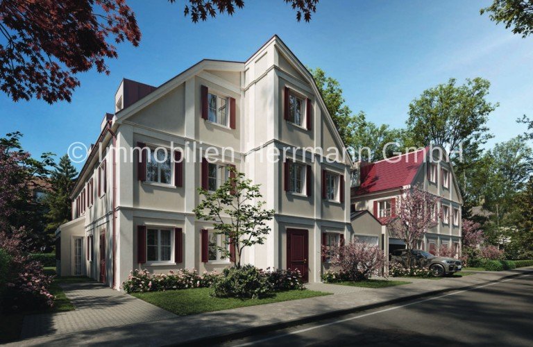 Visualisierung 1 M�nchen Doppelhaush�lfte Villenduett in klassischer Architektur - Haus 2