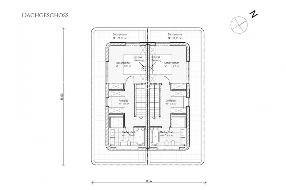 Grundriss - Dachgeschoss Doppelhaush�lfte M�nchen / Solln