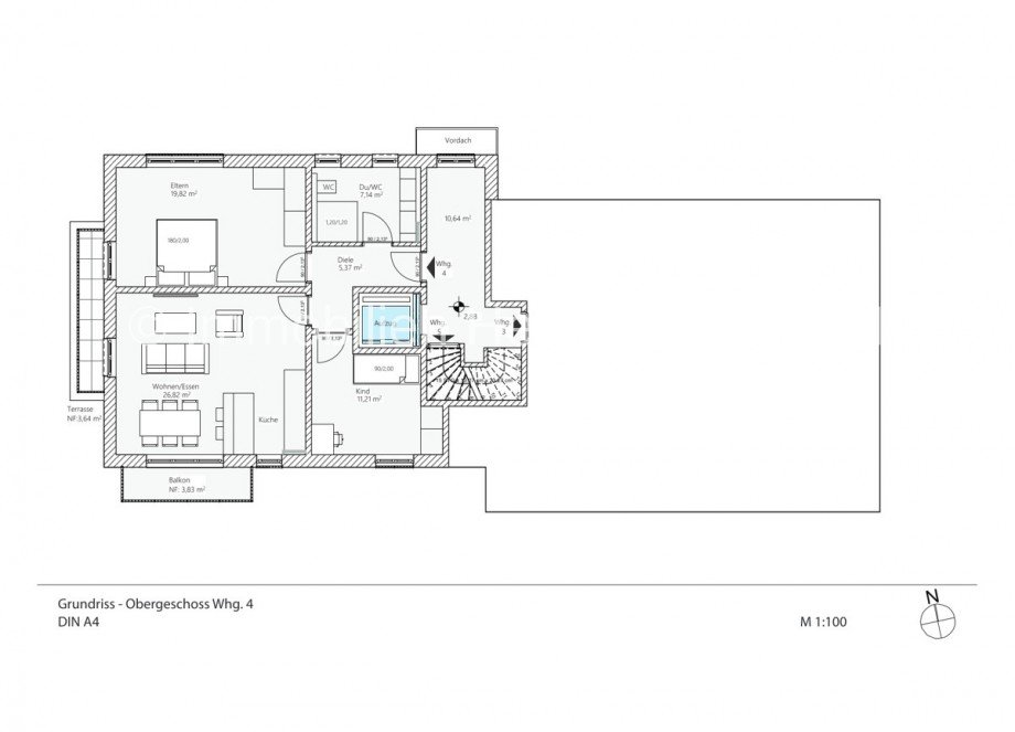Planung - Obergeschoss Wohnung 4 Mehrfamilienhaus M�nchen