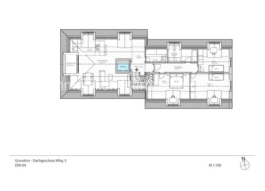 Planung - Dachgeschoss Wohnung 5 Mehrfamilienhaus M�nchen