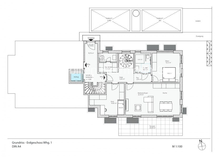 Planung - Erdgeschoss - Wohnung 1 Mehrfamilienhaus M�nchen